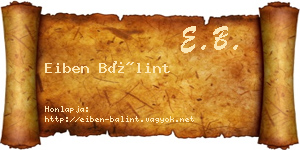 Eiben Bálint névjegykártya